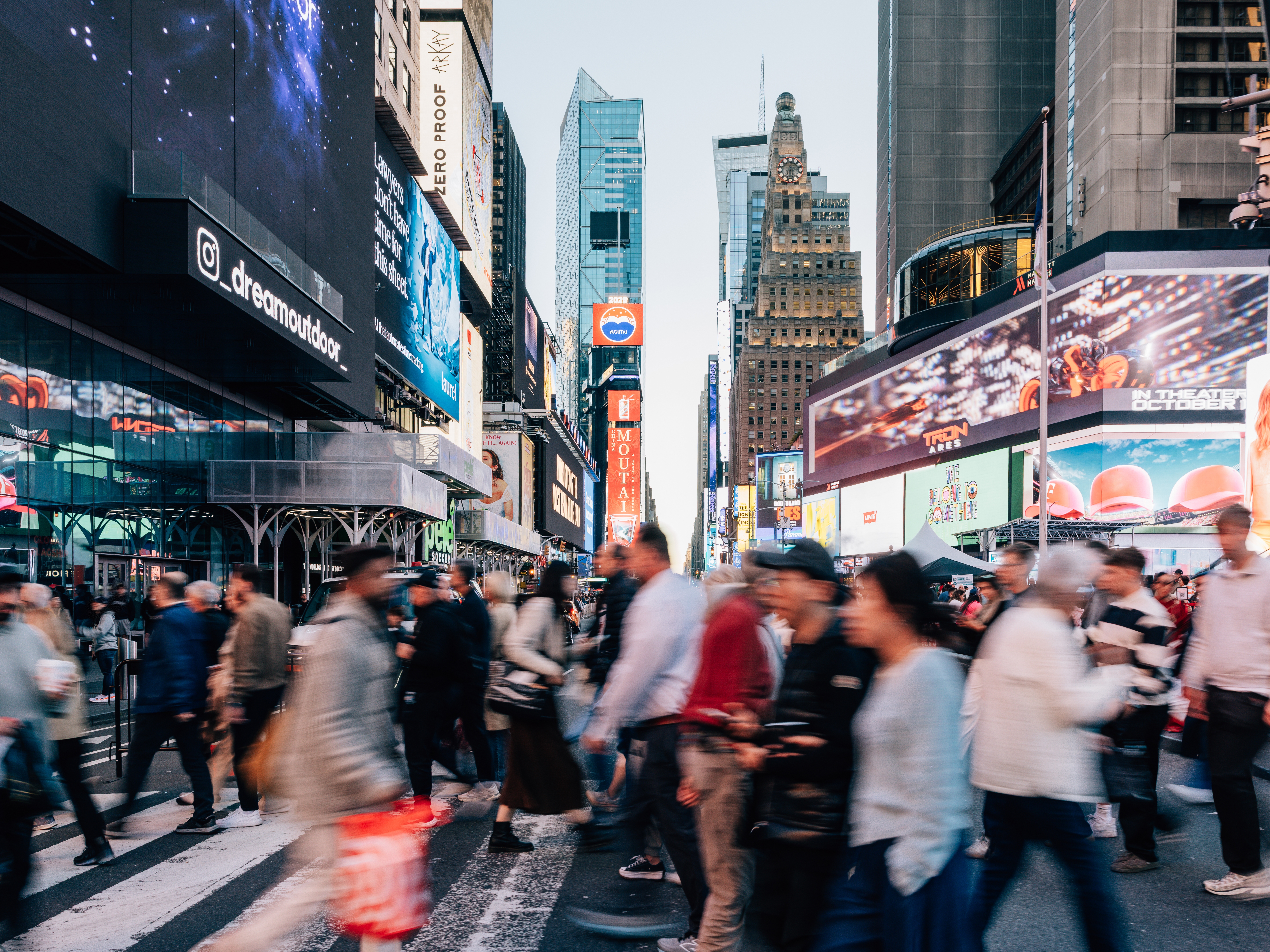 caption: The potentially discombobulating swirl of New York City's Times Square