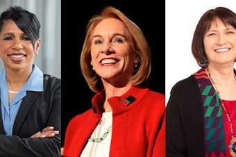 caption: Left to right: Former Seattle Police Chief Carmen Best, Seattle Mayor Jenny Durkan, and Seattle Public Schools Superintendent Denise Juneau